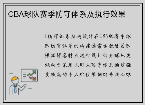 CBA球队赛季防守体系及执行效果